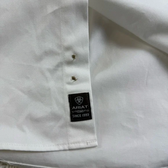 NEW Ariat Men's White Button Down Shirt w Logo Accents DISCONTINUED MODEL Sz S - Picture 11 of 16